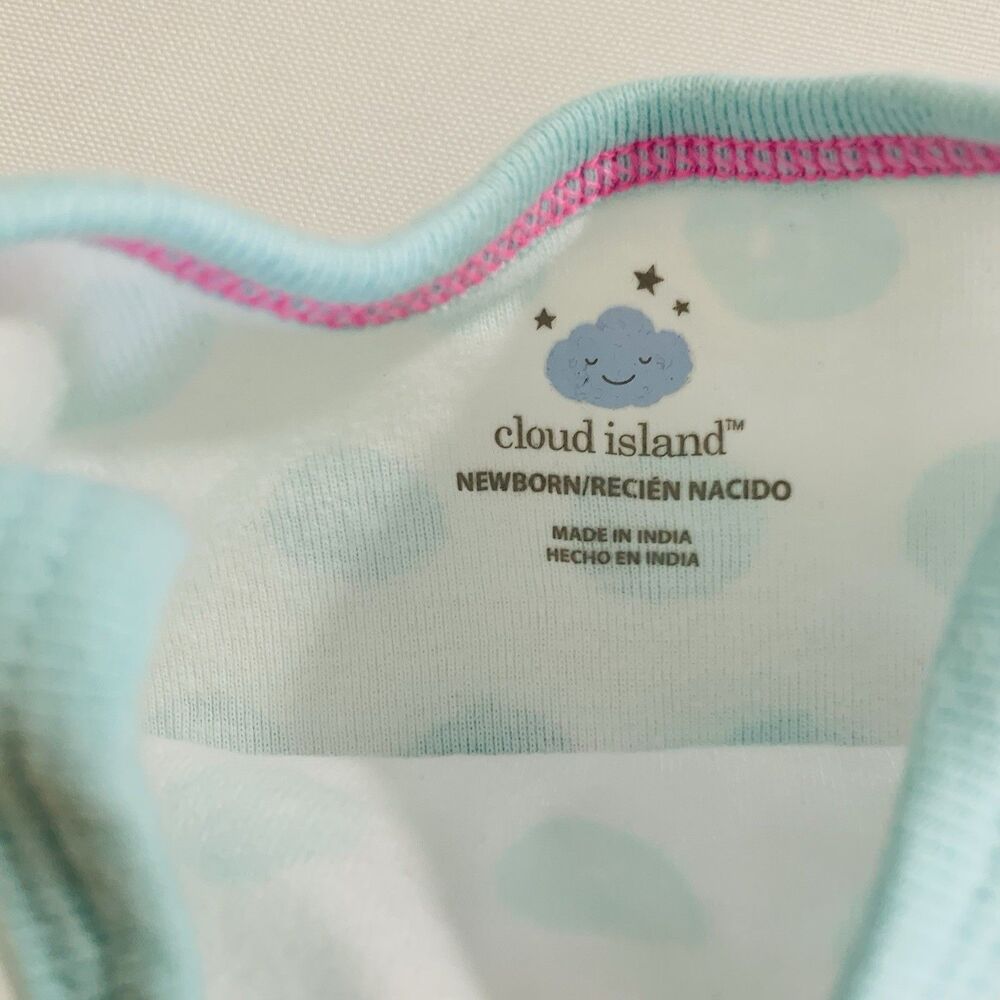 Carters Outfit Top Pants Set Baby Girl 3 Months White Blue Short Sleeve Stretch - Picture 3 of 8